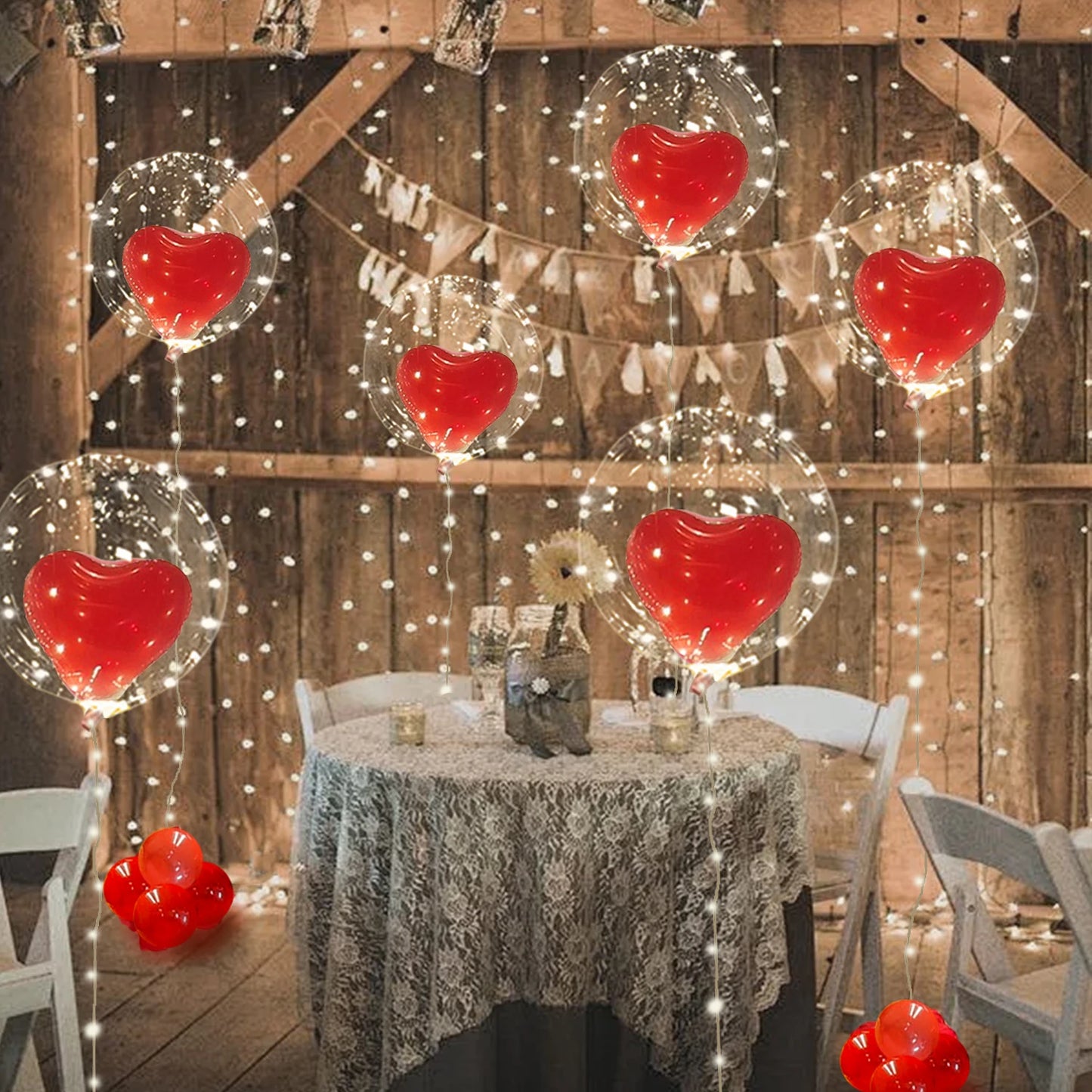 LED Heart-Shaped Luminous Balloon String Lights