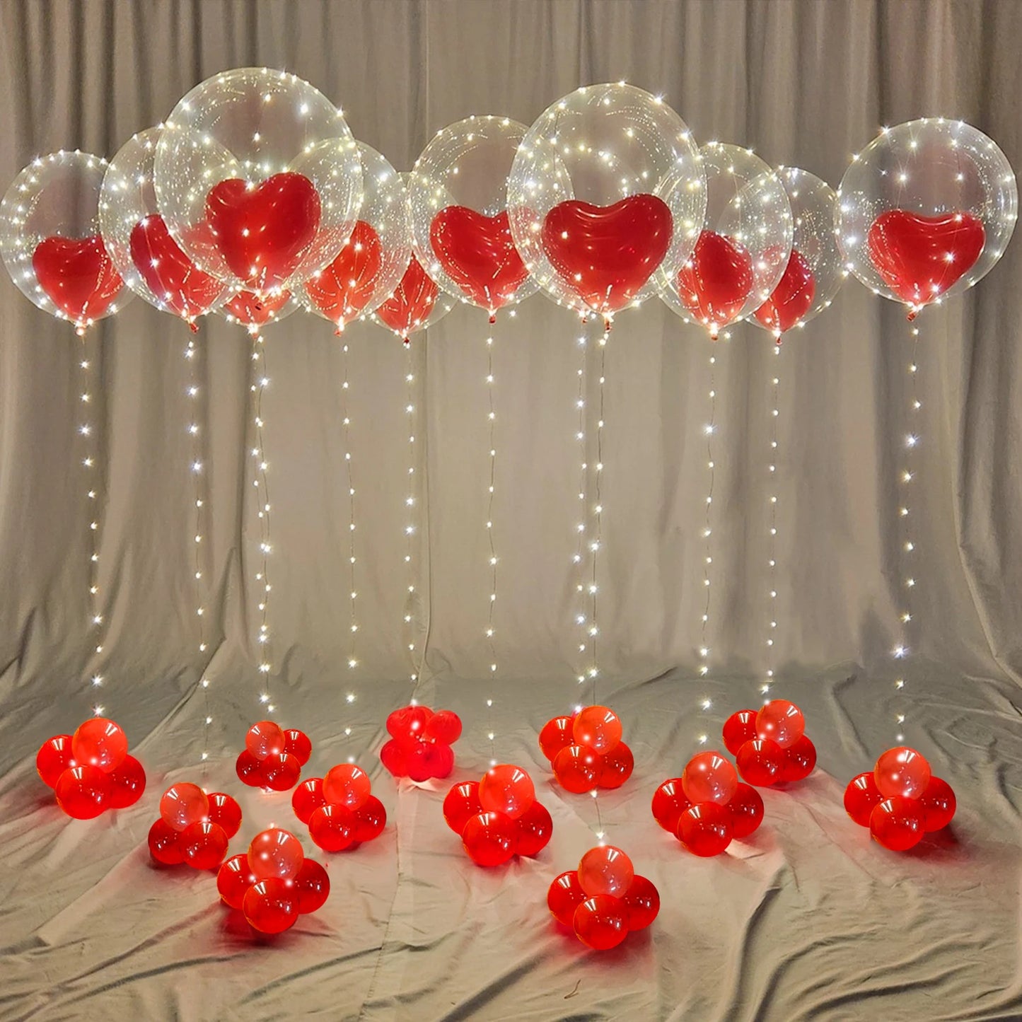 LED Heart-Shaped Luminous Balloon String Lights